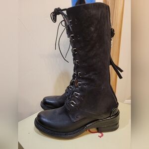 NIB A.S.98 Steward Women’s Black Lace-Up Mid-Calf Boots